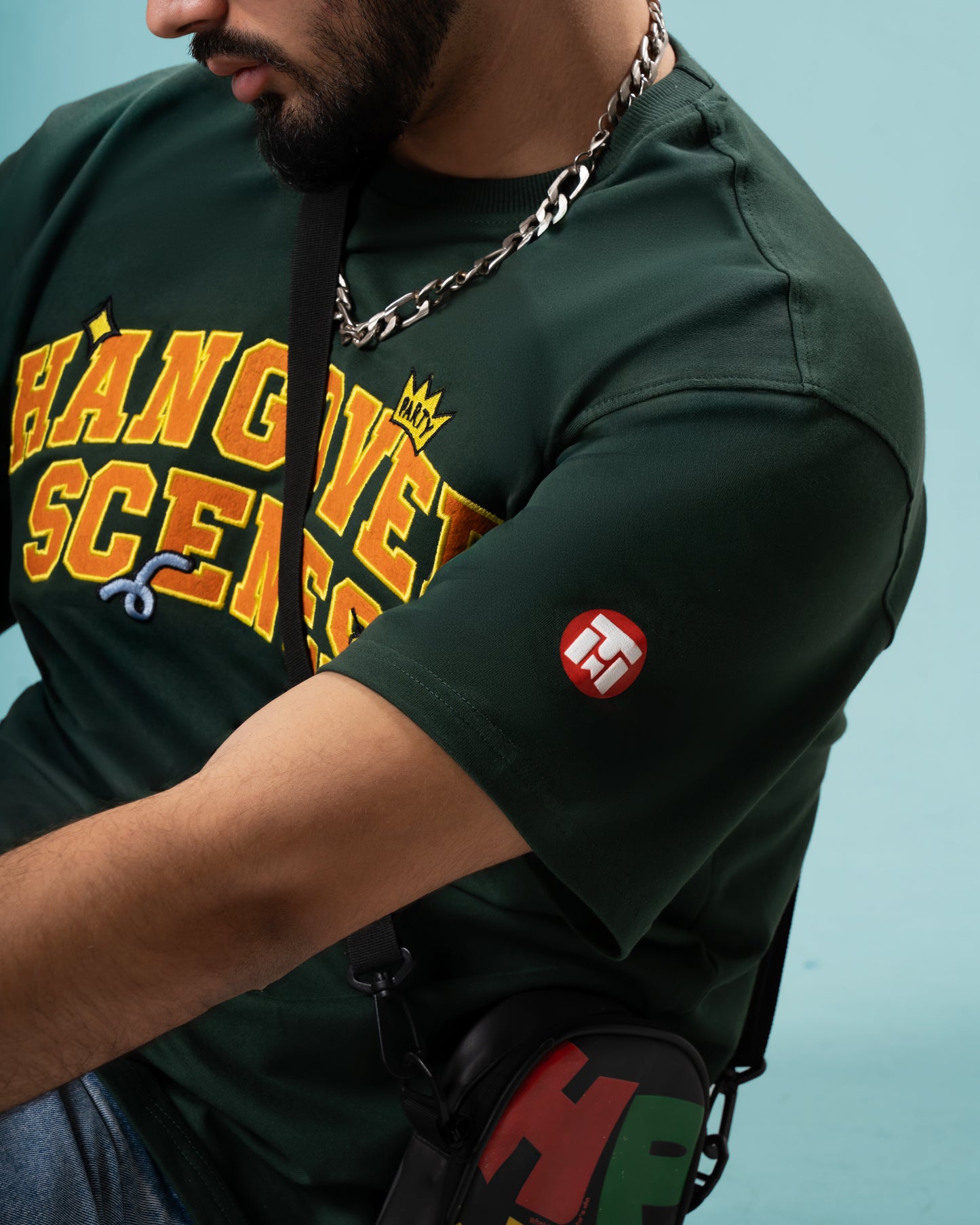 Bottle Green Hangover Scenes Men’s Oversized T-Shirt