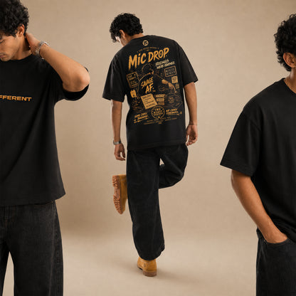 Black Built Different Mic Drop Men's Oversized T-shirt