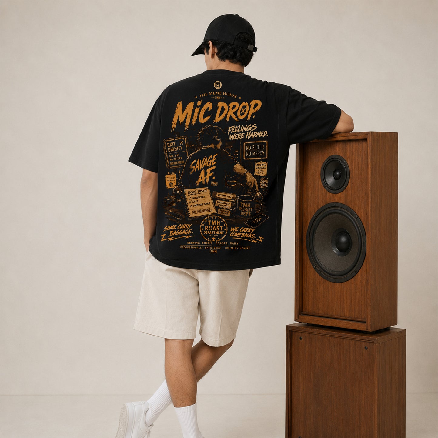 Black Built Different Mic Drop Men's Oversized T-shirt