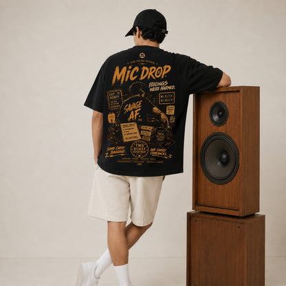 Black Built Different Mic Drop Men's Oversized T-shirt