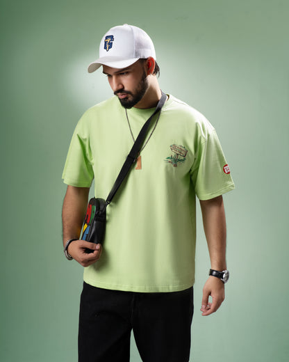 Pear Green Sleeping Panda DND Men’s Oversized T-Shirt