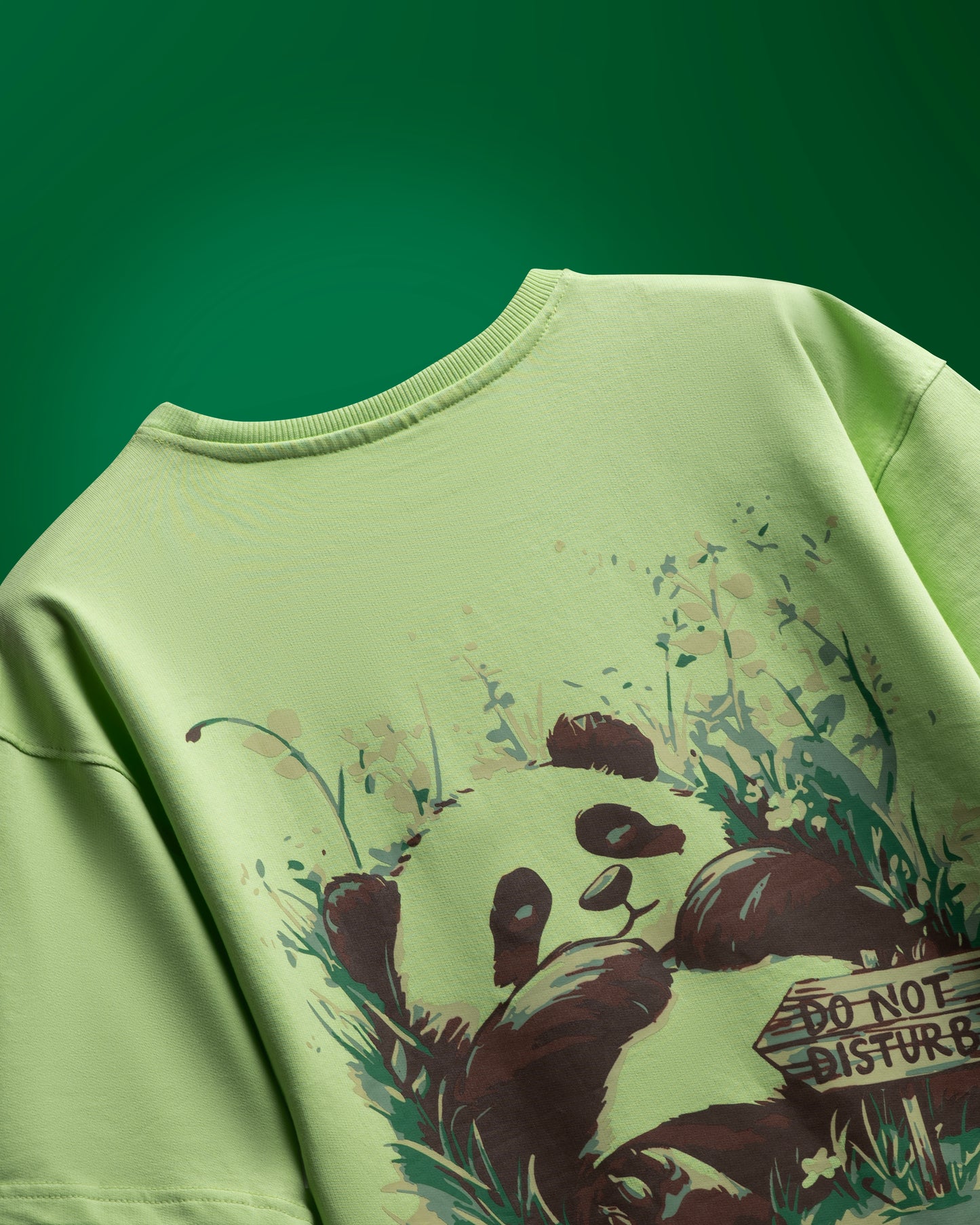 Pear Green Sleeping Panda DND Men’s Oversized T-Shirt