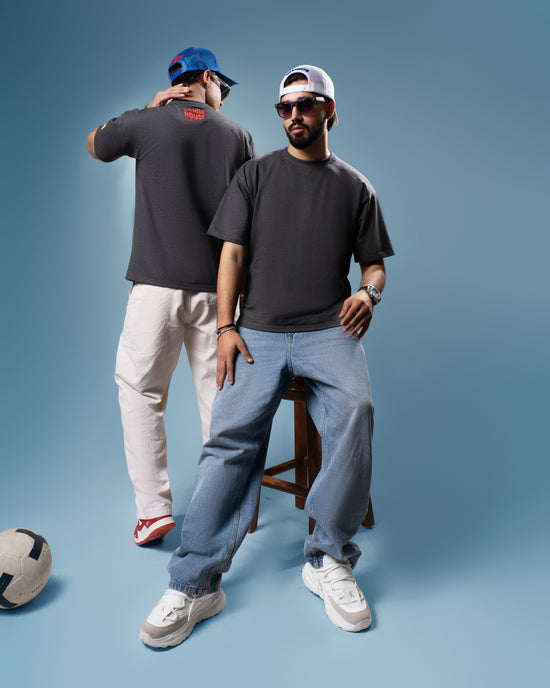 Melange Grey Men’s Solid Oversized T-Shirt