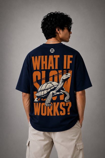 Navy Blue Late But Legend Men's Oversized T-shirt