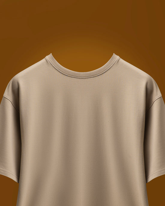 Beige Men’s Solid Oversized T-Shirt