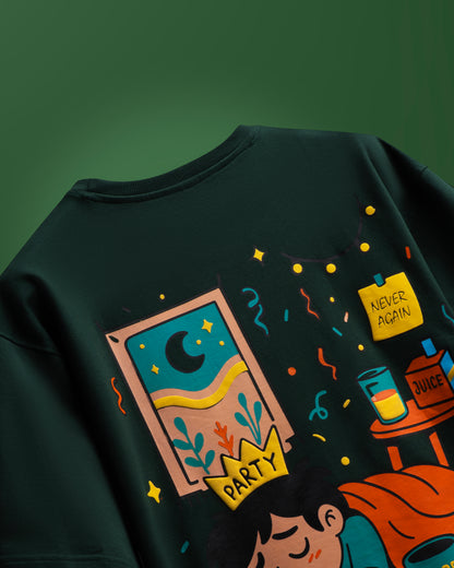 Bottle Green Hangover Scenes Men’s Oversized T-Shirt