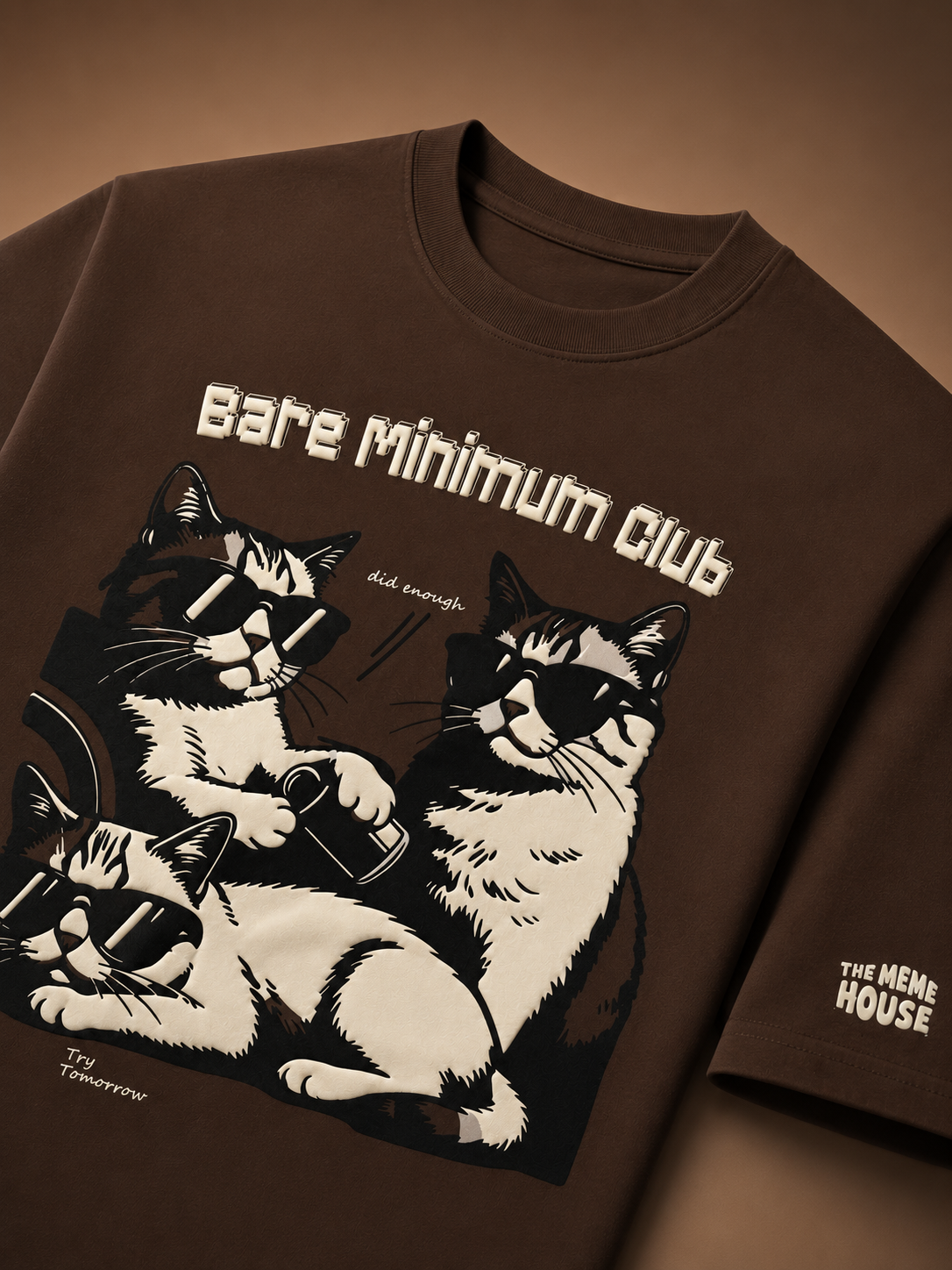 Brown Bare Minimum Club Men's Oversized T-shirt