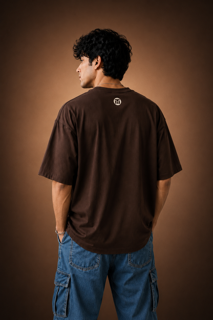 Brown Bare Minimum Club Men's Oversized T-shirt