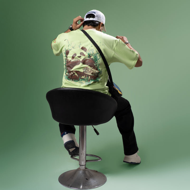 Pear Green Sleeping Panda DND Men’s Oversized T-Shirt