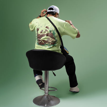 Pear Green Sleeping Panda DND Men’s Oversized T-Shirt